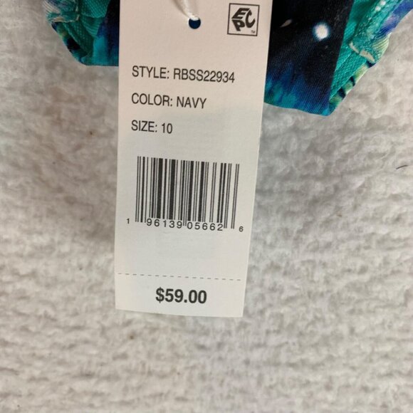 Bleu Rod Beattie Womens Navy Printed Ruched-Back Bikini Bottoms Size 10 NWT 9934 - Picture 3 of 9